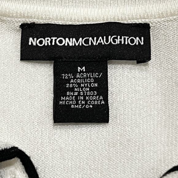 Vintage Norton McNaughton Henley Sweater Women's Med Cream Blue Trim Collar - Picture 4 of 7